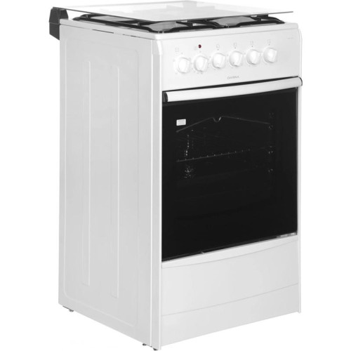 Плита Газовая Darina 1B KM 441 306 W белый/черный (стеклянная крышка) реш.сталь