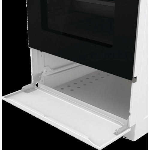 Комбинированная плита Gorenje, полезный объем 68 л, очистка паром AquaClean, сводчатая форма духовки, механическое управление, электроподжиг, цвет белый