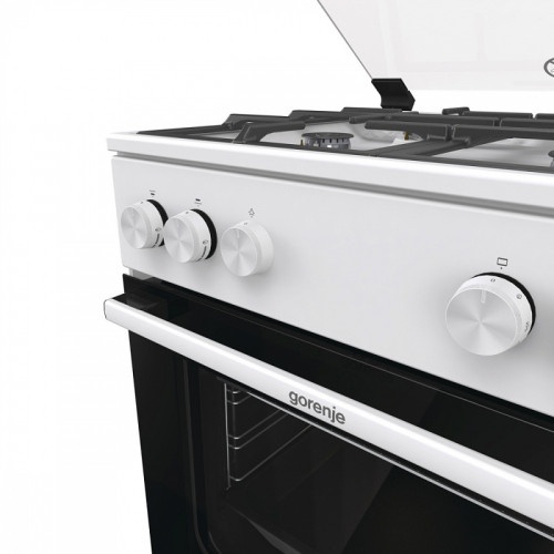 Газовая плита Gorenje, автоматический электроподжиг варочной поверхности и духовки, чугунные решетки, цвет белый
