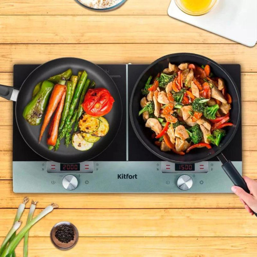 Плита Инфракрасная Kitfort КТ-155 черный/серебристый стеклокерамика (настольная)