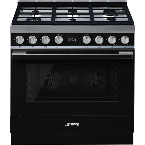 Варочные центры SMEG/ Portofino, Отдельностоящий варочный центр, 90*60 см, черный