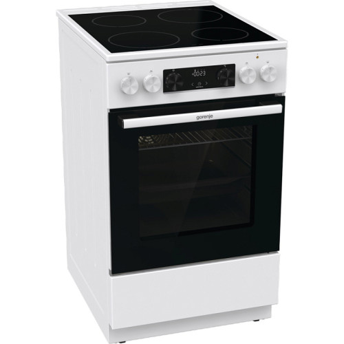 Плита Gorenje/ Плита Gorenje, полезный объем 70 л, эргономичные переключатели, сенсорный программатор IconLED, эмаль SilverMatte, очистка паром, индикатор остаточного тепла для каждой конфорки, дверца CompactDoor 2 стекла + 1 термослой, стеклокерамическая