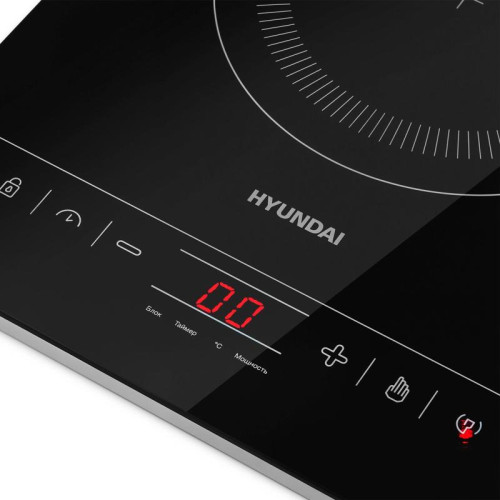 Плита Индукционная Hyundai HYC-0111 черный/серебристый закаленное стекло (настольная)