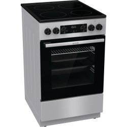 Плита Gorenje/ Плита Gorenje, полезный объем 70 л, эргономичные переключатели, сенсорный программатор IconLED, эмаль SilverMatte, очистка паром, индикатор остаточного тепла для каждой конфорки, телескопические направляющие, дверца CompactDoor 2 стекла + 1