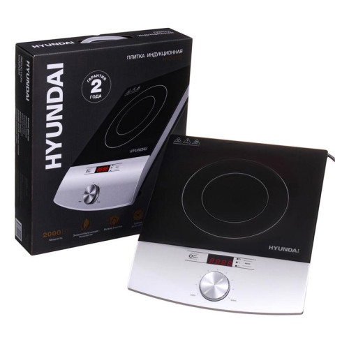 Плита Индукционная Hyundai HYC-0102 серебристый/черный стеклокерамика (настольная)