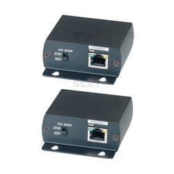 Передатчик/ SC&T Комплект (передатчик + приёмник) для передачи сигнала Ethernet и питания (PoE) по коаксиальному кабелю RG6U до 300м, питание от источника PoE