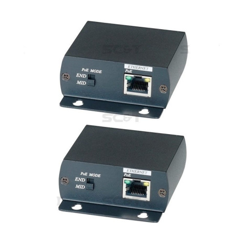 Передатчик/ SC&T Комплект (передатчик + приёмник) для передачи сигнала Ethernet и питания (PoE) по коаксиальному кабелю RG6U до 300м, питание от источника PoE