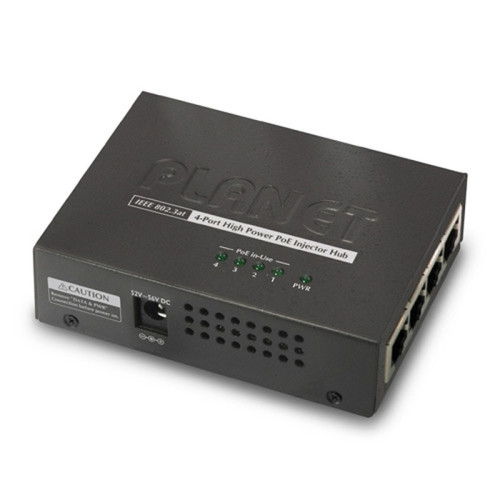 инжектор/ PLANET 4-Port 802.3at 30W High Power over Ethernet Injector Hub - 120W External Power Adapter