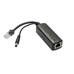 PoE-сплиттер Fast Ethernet. Соответствует стандартам PoE IEEE 802.3af. Предназначен для питания оконечных сетевых устройств, не поддерживающих PoE. Порты: вх. - RJ45(10/100 Base-T, IEEE 802.3af), вых. - кабель RJ45(10/100 Base-T)/штекер 5.5x2.1мм. Входное