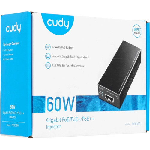 Инжектор/ 60W Gigabit PoE+/PoE Injector