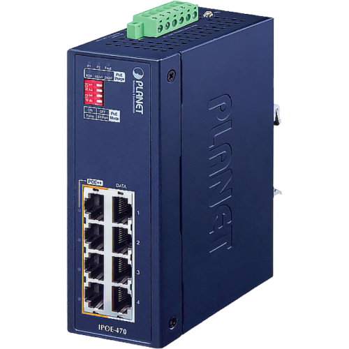 Инжектор/ PLANET IPOE-470 IP30 Industrial 4-port 10/100/1000T 95W 802.3bt PoE++ Injector Hub (240 Watts PoE budget, PoE Usage LED, BT&PoH/Force DIP switch, -40~75 degrees C, dual 48V~54V DC)