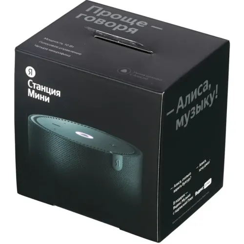 Умная колонка/ Яндекс Станция Мини без часов с Алисой, черный оникс, 10Вт