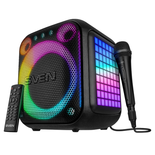 SVEN PS-880, черный, акустическая система 1.0, мощность 110 Вт (RMS), Bluetooth, FM, USB, microSD, LED-дисплей, встроенный аккумулятор
