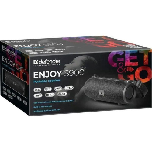 Defender Портативная акустика Enjoy S900 черный, 10Вт, BT/FM/TF/USB/AUX Defender Портативная акустика Enjoy S900 черный, 10Вт, BT/FM/TF/USB/AUX