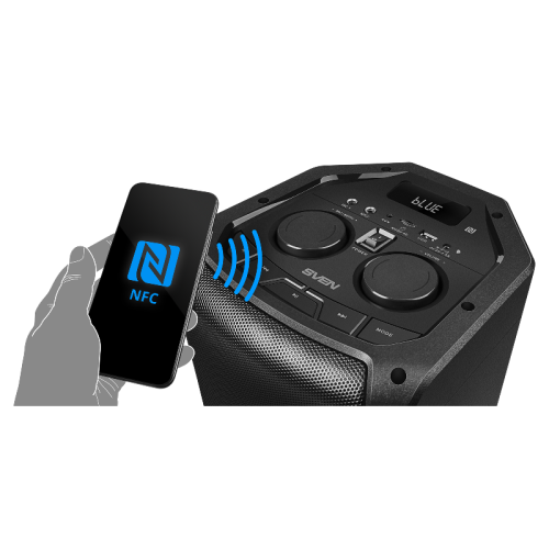 АС SVEN PS-710, черный, акустическая система (100 Вт, TWS, Bluetooth, FM, USB, microSD, LED-дисплей, 4400мА*ч)