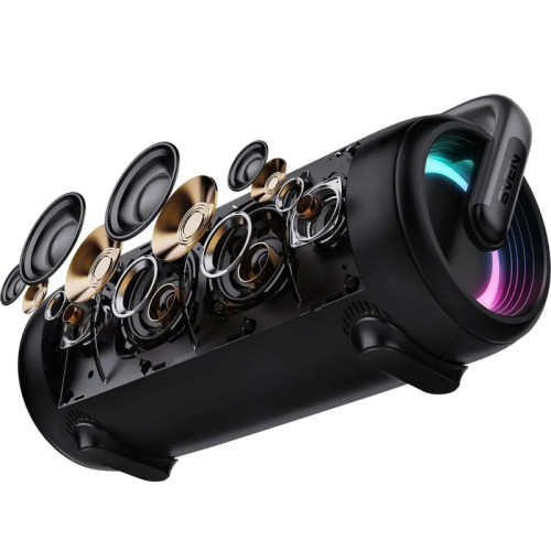 SVEN PS-395, черный, акустическая система 2.0, мощность 2x40 Вт (RMS), Waterproof (IPx5), TWS, Bluetooth, USB, встроенный аккумулятор SVEN PS-395, черный, акустическая система 2.0, мощность 2x40 Вт (RMS), Waterproof (IPx5), TWS, Bluetooth, USB, встроенный аккумулятор