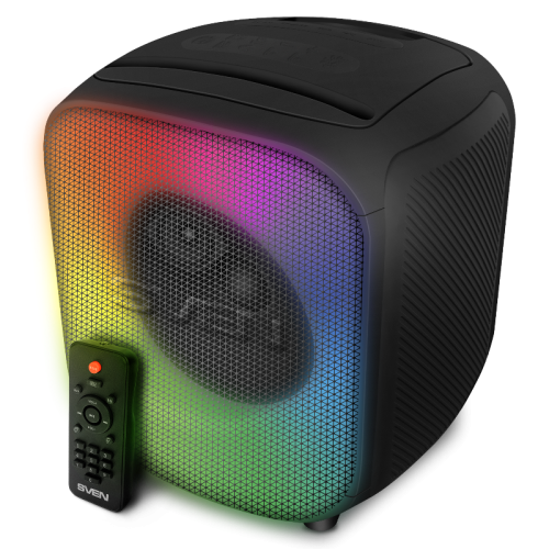 АС SVEN PS-555, черный, акустическая система (65 Вт, TWS, Bluetooth, USB, microSD, пульт, 4000мА*ч)