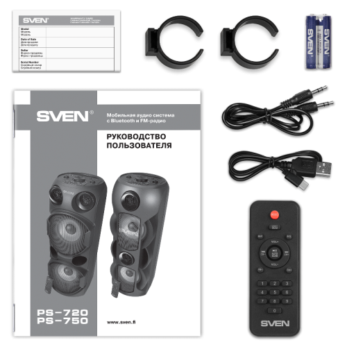 АС SVEN PS-720, черный, акустическая система (80 Вт, TWS, Bluetooth, FM, USB, microSD, LED-дисплей, 4400мА*ч) АС SVEN PS-720, черный, акустическая система (80 Вт, TWS, Bluetooth, FM, USB, microSD, LED-дисплей, 4400мА*ч)
