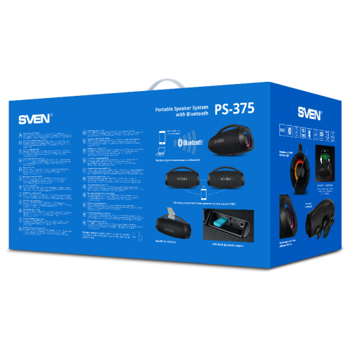 АС SVEN PS-375, черный, акустическая система (60 Вт, TWS, Bluetooth, USB, 4500мА*ч) АС SVEN PS-375, черный, акустическая система (60 Вт, TWS, Bluetooth, USB, 4500мА*ч)