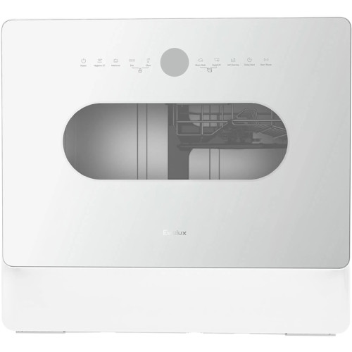 Компактная посудомоечная машина EVELUX, 5 комплектов, 7 программ, 2 корзины, подсветка камеры, LED индикаторы, отложенный старт 1-24 ч, стандартный двигатель, сенсорное управление, энергоэффективность А+, цвет белый