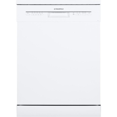 Посудомоечная бытовая машина MAUNFELD/ Полноразмерная,  Отдельностоящая ПММ 60см, 12 комплектов, 5 программ, электронное управление с LED индикацией, 52 дБ, A+/A/A, 1/2 загрузка, отсрочка старта 3/6/9ч, белый