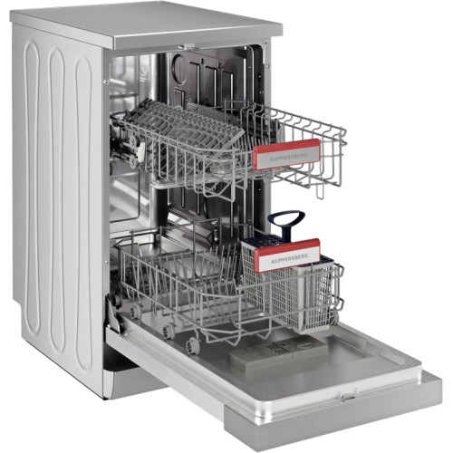 Отдельностоящая посудомоечная машина Kuppersberg/ Отдельностоящая посудомоечная машина Kuppersberg, High-Tech, 45 см, 9 комплектов, 6 программ, 3 корзины, конденсационная сушка, частичная защита от протечек, индикатор отсутствия соли и ополаскивателя, ото