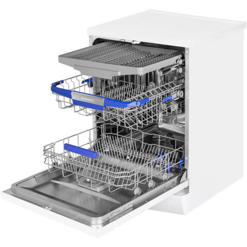 Посудомоечная бытовая машина MAUNFELD/ Отдельностоящая ПММ, Ширина 60, 14 комплектов, 8 программ мойки, дисплей, отсрочка старта, аквастоп, 1/2 загрузки, 3 корзины, белый