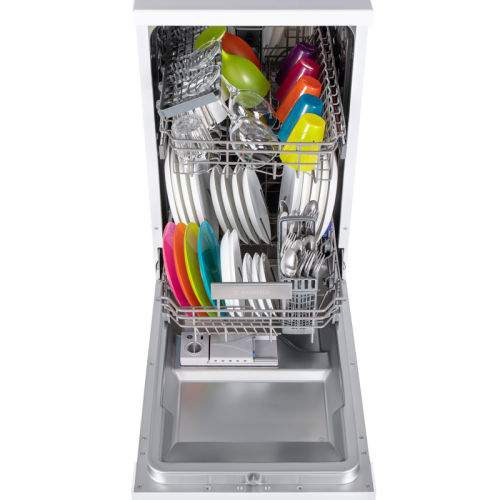 Посудомоечная бытовая машина MAUNFELD MWF08S Узкая,  Отдельностоящая ПММ 45см, 9 комплектов, 5 программ, электронное управление с LED индикацией, 49 дБ, A+/A/A, 1/2 загрузка, отсрочка старта 3/6/9ч, белый