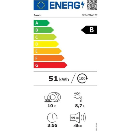 Посудомоечная машина Bosch SPS4EMW17E белый (узкая)