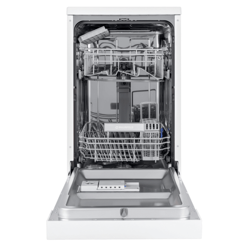 Посудомоечная бытовая машина MAUNFELD MWF08S Узкая,  Отдельностоящая ПММ 45см, 9 комплектов, 5 программ, электронное управление с LED индикацией, 49 дБ, A+/A/A, 1/2 загрузка, отсрочка старта 3/6/9ч, белый