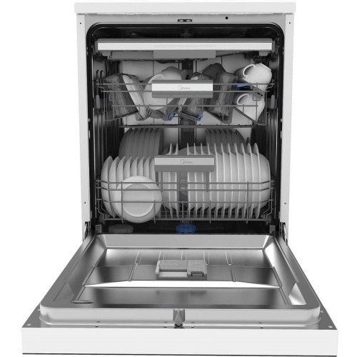 Посудомоечная машина Midea/ Посудомоечная машина Midea, отдельностоящая, 60 см, 14 комплектов, 3 корзины, стандартный разбрызгиватель, электронное управление с LED индикацией, дисплей, автооткрывание дверцы, внутренняя подсветка, отсрочка старта (1-24 ч),