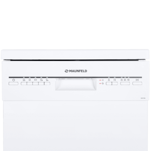 Посудомоечная бытовая машина MAUNFELD MWF08S Узкая,  Отдельностоящая ПММ 45см, 9 комплектов, 5 программ, электронное управление с LED индикацией, 49 дБ, A+/A/A, 1/2 загрузка, отсрочка старта 3/6/9ч, белый