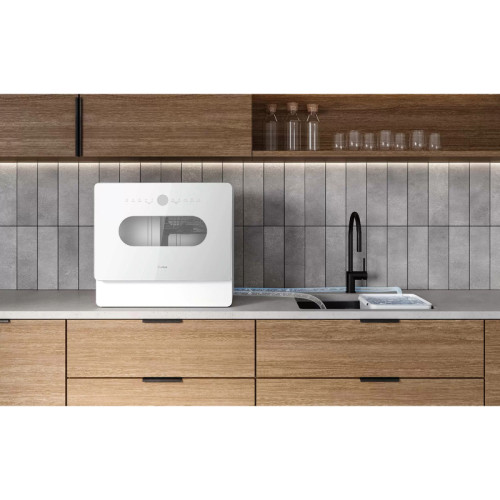 Компактная посудомоечная машина EVELUX, 5 комплектов, 7 программ, 2 корзины, подсветка камеры, LED индикаторы, отложенный старт 1-24 ч, стандартный двигатель, сенсорное управление, энергоэффективность А+, цвет белый