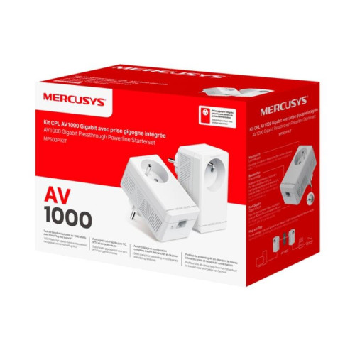 AV1000 Комплект гигабитных адаптеров Powerline с розеткой/ AV1000 Gigabit Passthrough Powerline Starter Kit