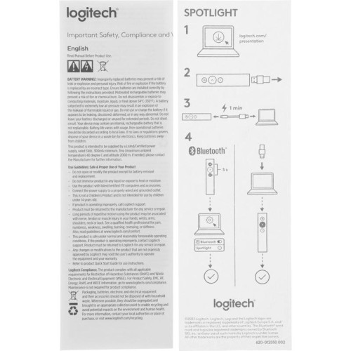 Презентер Logitech Spotlight Radio USB (30м) серый