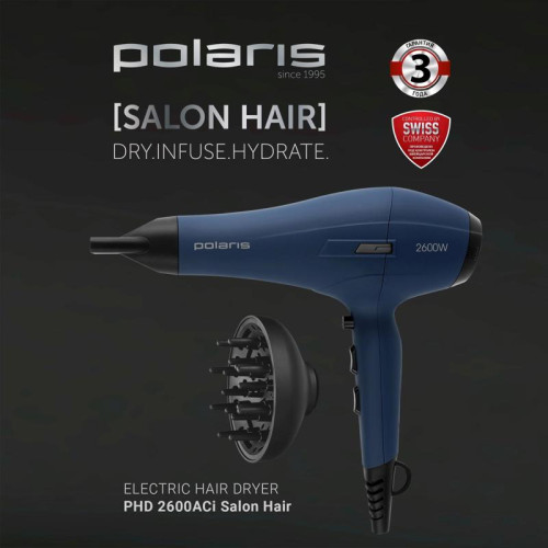 Фен/ Фен Polaris PHD 2600ACi Salon Hair 2600Вт синий (PHD 2600ACI)