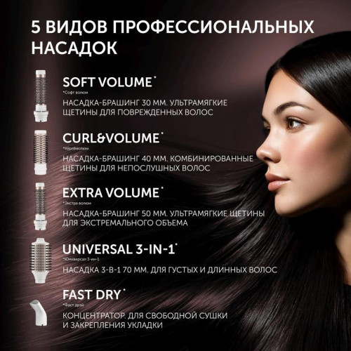 Фен-щетка/ Фен-щетка Polaris PHSB 1214Mi 1200Вт белый/розовое золото (022111)