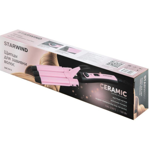 Щипцы/ Щипцы Starwind SHC7015 130Вт черный макс.темп.:210С покрытие:керамико-турмалиновое