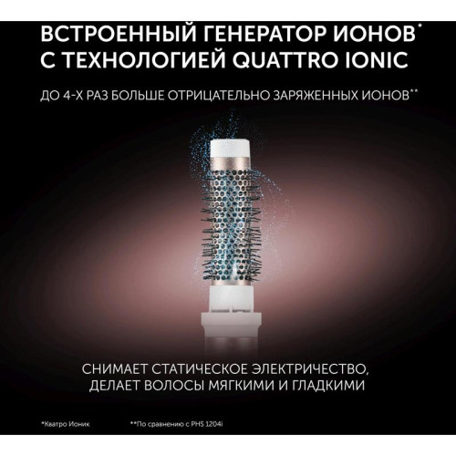 Фен-щетка/ Фен-щетка Polaris PHSB 1214Mi 1200Вт белый/розовое золото (022111)