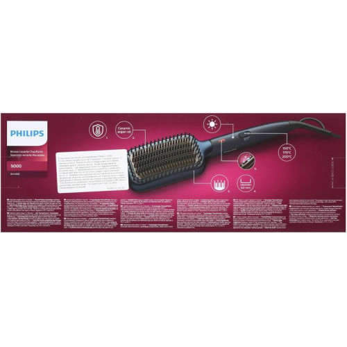 Расческа-выпрямитель/ Расческа-выпрямитель Philips BHH885/00 черный/фиолетовый макс.темп.:200С покрытие:керамическое