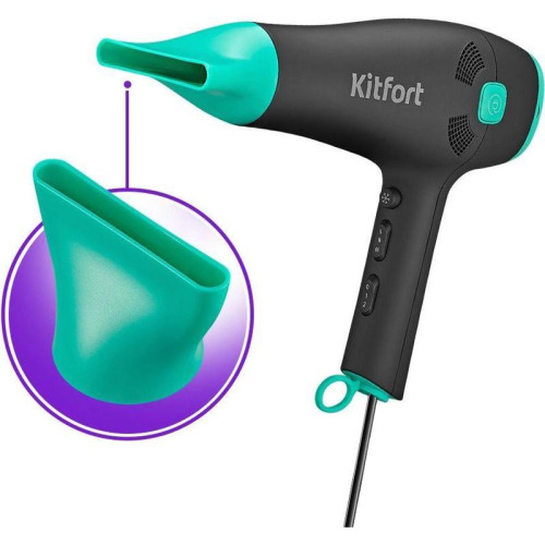Фен/ Фен Kitfort КТ-3222 2000Вт черный/бирюзовый