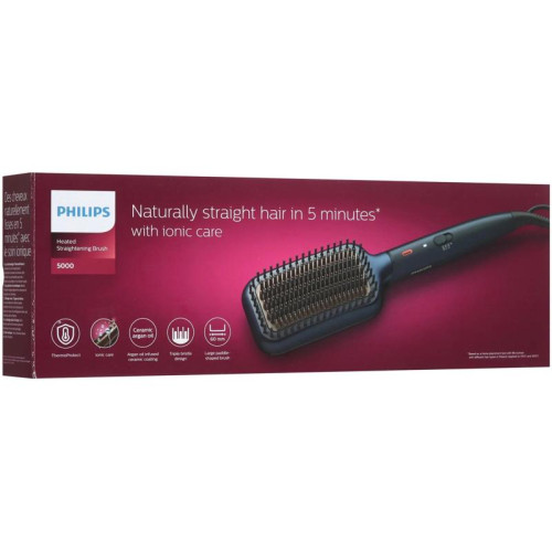 Расческа-выпрямитель/ Расческа-выпрямитель Philips BHH885/00 черный/фиолетовый макс.темп.:200С покрытие:керамическое