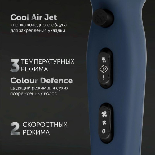 Фен/ Фен Polaris PHD 2600ACi Salon Hair 2600Вт синий (PHD 2600ACI)