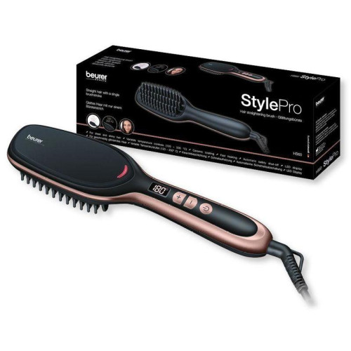 Расческа-выпрямитель/ Расческа-выпрямитель Beurer HS60 45Вт черный макс.темп.:200С покрытие:керамическое (591.10)