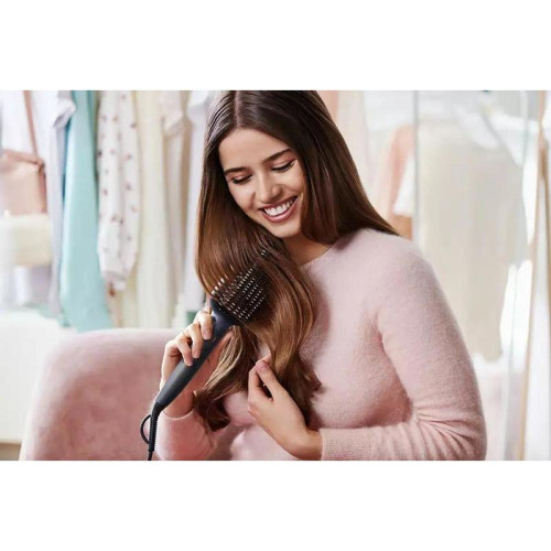 Расческа-выпрямитель/ Расческа-выпрямитель Philips BHH885/00 черный/фиолетовый макс.темп.:200С покрытие:керамическое