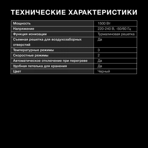 Фен/ Фен Hyundai H-HDI0777 1500Вт черный/хром