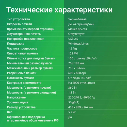 Принтер лазерный Digma DHP-2401 A4