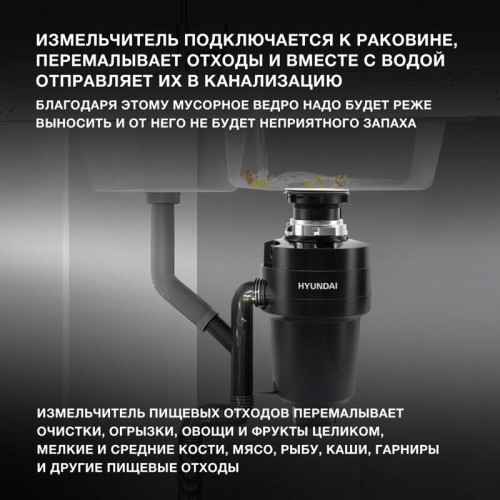 Измельчитель/ Измельчитель Hyundai HFWD 12560 560Вт черный/черный Измельчитель/ Измельчитель Hyundai HFWD 12560 560Вт черный/черный