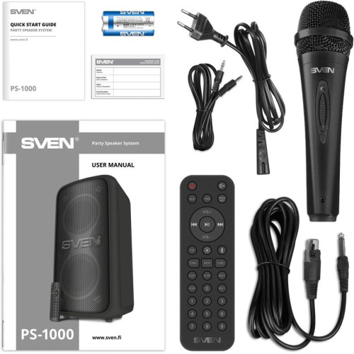 Колонка порт. Sven PS-1000 черный 160W 1.0 BT/3.5Jack 8000mAh (SV-022686)