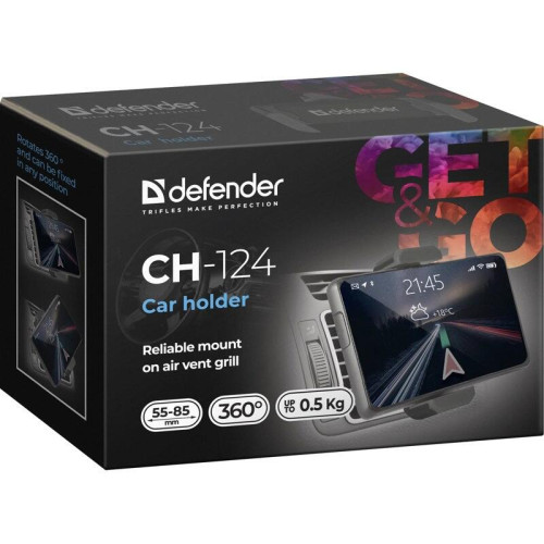 Defender Автомобильный держатель CH-124 55-90 мм, решетка вентиляции Defender Автомобильный держатель CH-124 55-90 мм, решетка вентиляции